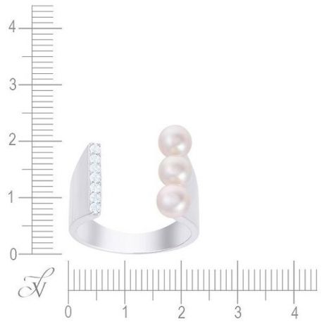 JV Кольцо с жемчугом и шпинелью из серебра PS150469R-JV1-SP-WP-WG, размер 17