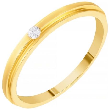 JV Кольцо с 1 бриллиантом из жёлтого золота EZDR-D03896L-YG, размер 20