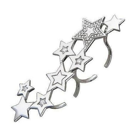 Эстет Кольцо Звезды на два пальца с фианитами из серебра 01К158094, размер 17