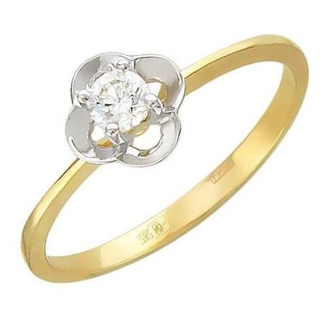Эстет Кольцо Цветок с бриллиантом из желтого золота 01К636781, размер 18