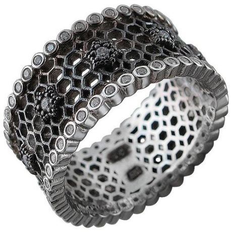 Эстет Кольцо с фианитами из чернёного серебра 01К1511096Ч, размер 19