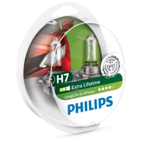 Лампа автомобильная галогенная Philips LongLife EcoVision 12972LLECOS2 H7 12V 55W 2 шт.