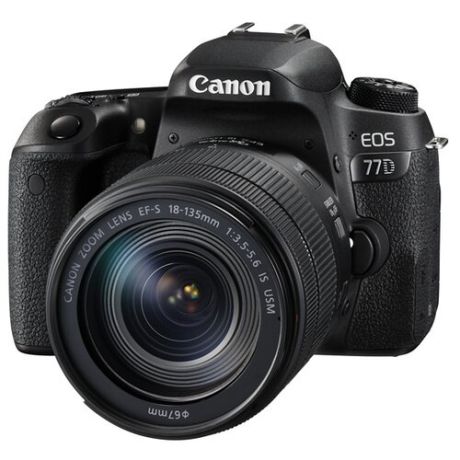 Фотоаппарат Canon EOS 77D Kit черный EF-S 18-135mm f/3.5-5.6 IS USM