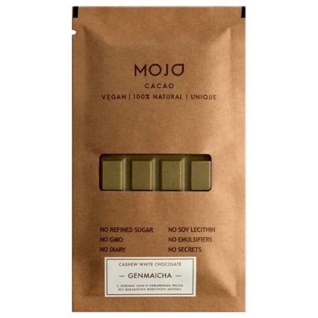 Шоколад Mojo Cacao "Genmaicha" белый c зеленым чаем и обжаренным рисом, 80 г