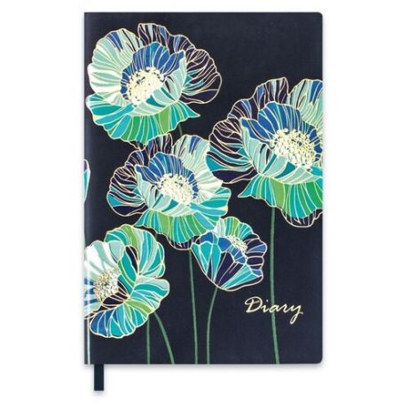 Ежедневник Феникс+ Цветы недатированный, искусственная кожа, А5, 120 листов, синий