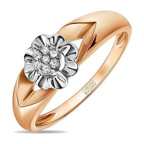 ЛУКАС Кольцо Цветок с 7 бриллиантами из красного золота R01-D-R59499, размер 17.5