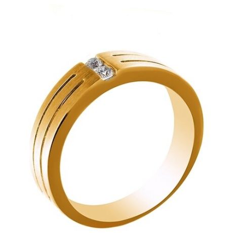 JV Кольцо с 2 бриллиантами из жёлтого золота EZDR-D01984L-KO-YG, размер 18.5