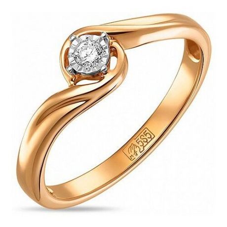 ЛУКАС Кольцо с 1 бриллиантом из красного золота R01-D-PL-33908, размер 17.5