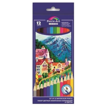 Fenix-Art Акварельные цветные карандаши 12 цветов (39630)