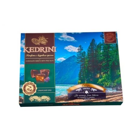 Набор конфет Kedrini На память о Сибири Сибирь с кедровым орехом в темном шоколаде 160 г