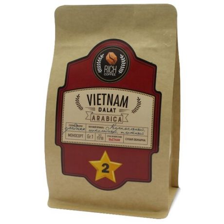 Кофе в зернах Rich Coffee Вьетнам Далат №2, арабика, 250 г