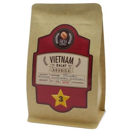 Кофе в зернах Rich Coffee Вьетнам Далат №3, арабика, 250 г