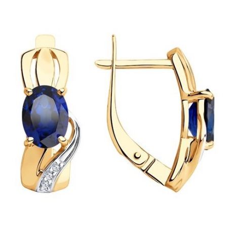 Diamant Серьги из золота с синими корундами (синт.) и фианитами 51-320-00347-4