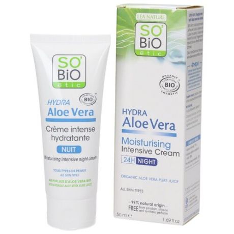 SO'BiO etic Интенсивный увлажняющий ночной крем Hydra Aloe Vera, 50 мл