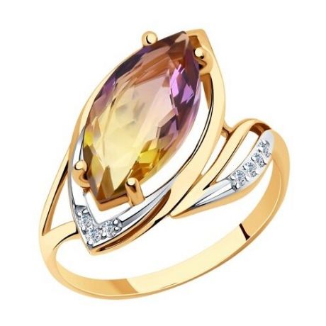 Diamant Кольцо из золота с ситалом синтетическим и фианитами 51-310-00890-2, размер 17