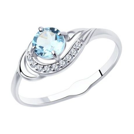Diamant Кольцо из серебра с топазом и фианитами 94-310-00555-1, размер 16