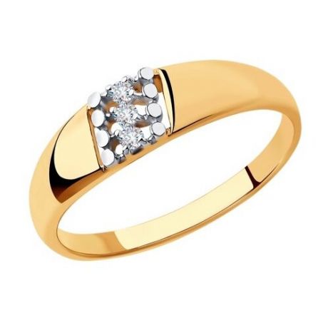 Diamant Кольцо из золота с алмазной гранью с фианитами 51-110-00541-1, размер 17