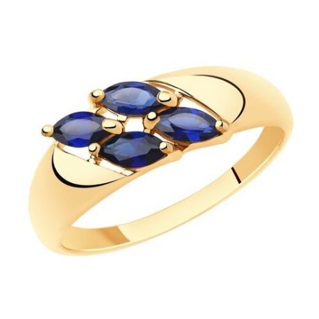 Diamant Кольцо из золота с синими корундами (синт.) 51-310-00340-2, размер 17.5