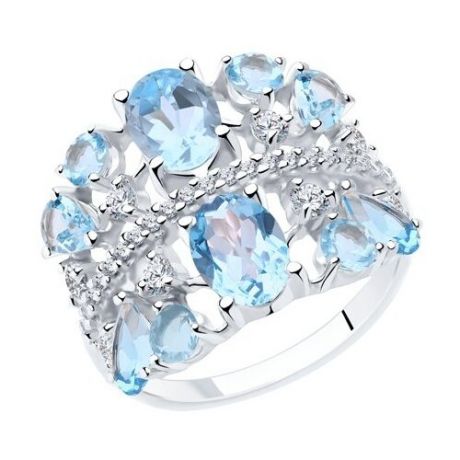 Diamant Кольцо из серебра с топазами и фианитами 94-310-00466-1, размер 16.5