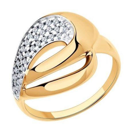 Diamant Кольцо из золочёного серебра с фианитами 93-110-00691-1, размер 18.5