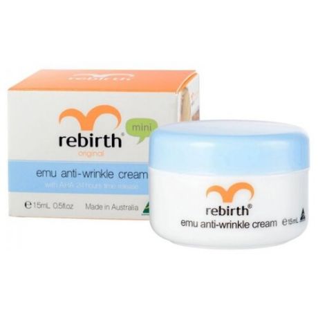 Rebirth Emu Anti-Wrinkle Cream Крем для лица от морщин с маслом эму и фруктовыми кислотами, 15 мл