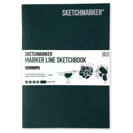 Скетчбук SketchMarker Marker Line 21 х 14.8 см (A5), 160 г/м², 16 л. темно-зеленый