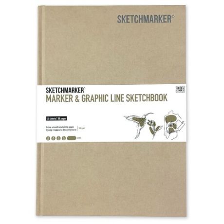 Скетчбук SketchMarker Marker&Graphic Line 25 х 17.6 см, 180 г/м², 44 л. песочный