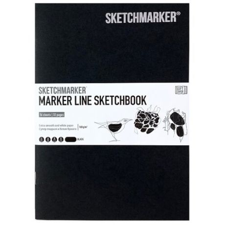 Скетчбук SketchMarker Marker Line 21 х 14.8 см (A5), 160 г/м², 16 л. черный