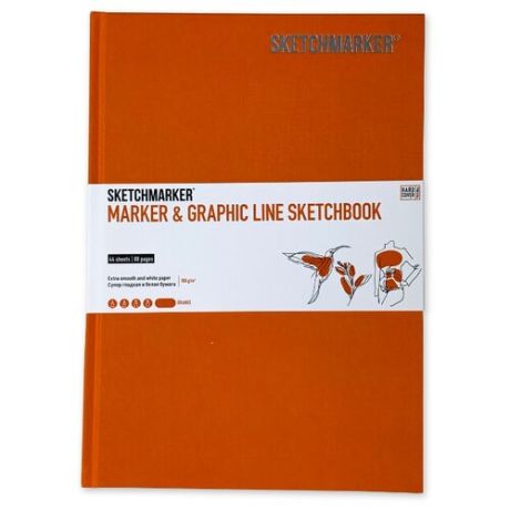 Скетчбук SketchMarker Marker&Graphic Line 25 х 17.6 см, 180 г/м², 44 л. оранжевый
