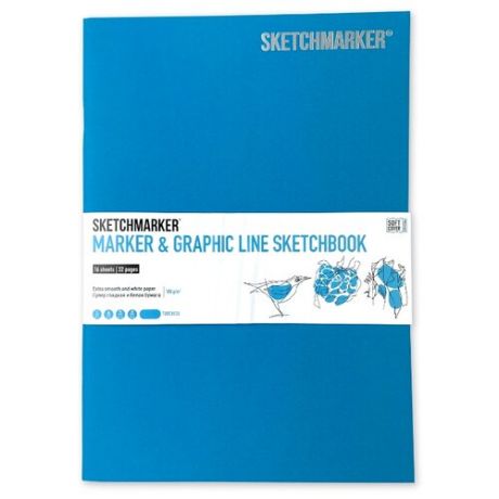 Скетчбук SketchMarker Marker&Graphic Line 25 х 17.6 см, 180 г/м², 16 л. бирюзовый