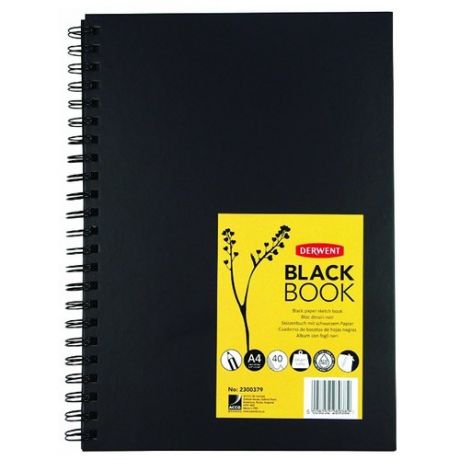 Скетчбук для зарисовок Derwent Black Book 29.7 х 21 см (A4), 200 г/м², 40 л. черный