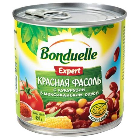 Фасоль Bonduelle Expert красная с кукурузой в мексиканском соусе, жестяная банка 430 г