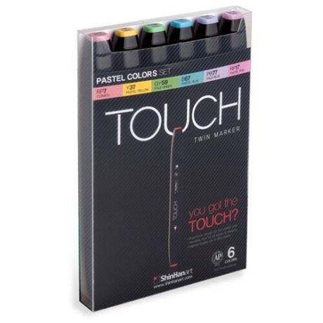 Touch Twin Набор маркеров пастельные тона (1100616), 6 шт.