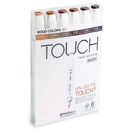 Touch Twin Набор маркеров Brush древесные тона (1200610), 6 шт.