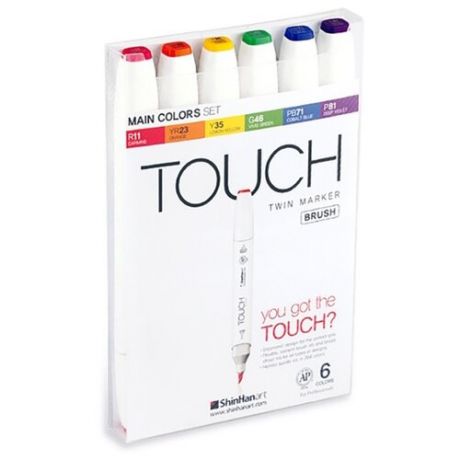 Touch Twin Набор маркеров Brush основные цвета (1200613), 6 шт.