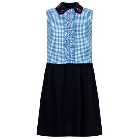 Платье GUCCI размер 104, синий/клетка/голубой