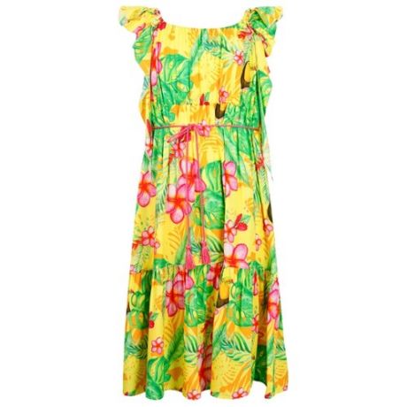 Платье Aletta размер 152, желтый/зеленый/розовый