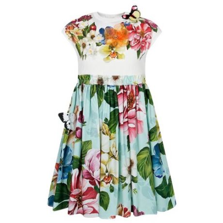 Платье DOLCE & GABBANA размер 98, белый/цветочный принт/красный/голубой