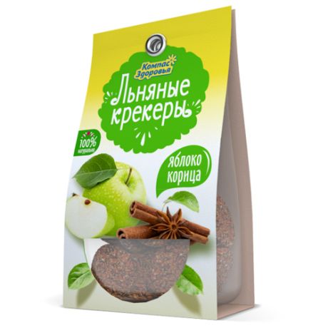 Крекеры Компас Здоровья льняные с яблоком и корицей, 50 гр