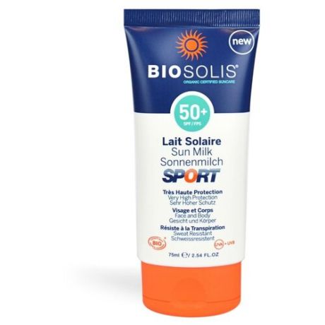 Biosolis Sport солнцезащитное молочко для лица и тела SPF 50+ 75 мл
