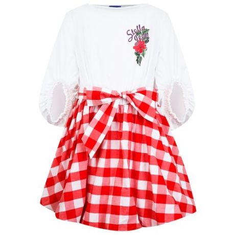 Платье Stella Jean размер 104, белый/красный/клетка