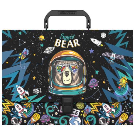 ErichKrause Портфель пластиковый Space Bear A4 черный/синий