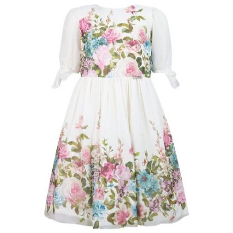 Платье Lesy размер 128, белый/цветочный принт