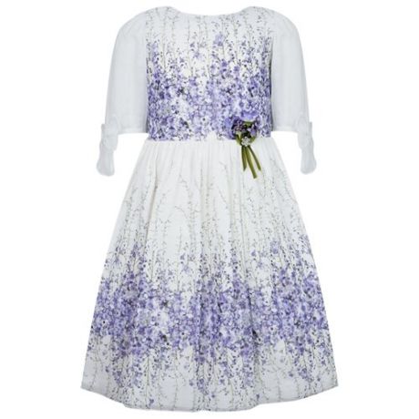 Платье Lesy размер 116, белый/фиолетовый