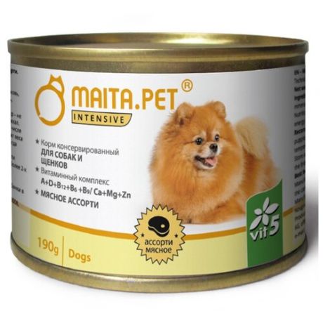 Влажный корм для собак Maita.Pet Intensive мясное ассорти 190г