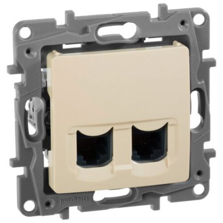 Розетка для интернета / телефона 2x RJ45 Legrand Etika 672355, слоновая кость