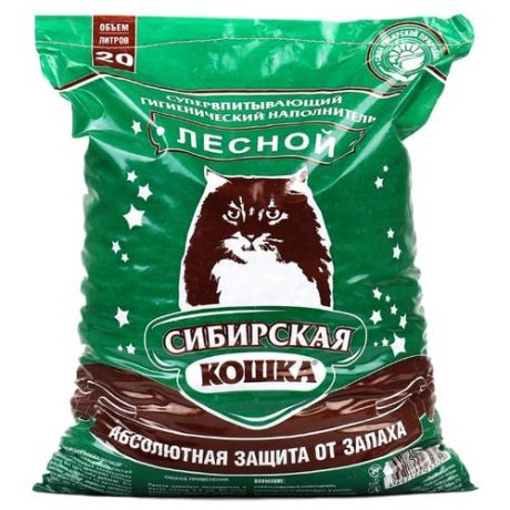 Впитывающий наполнитель Сибирская кошка Лесной 20 л