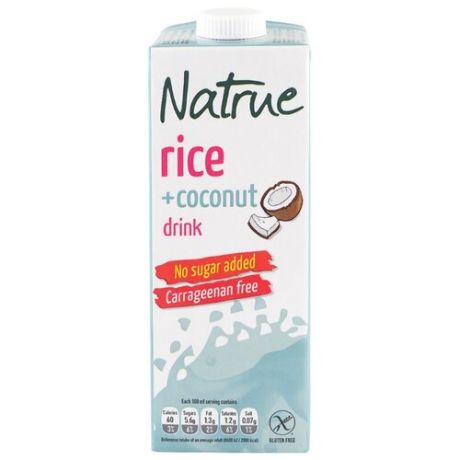 Рисовый напиток Natrue Rice + coconut с кокосовым молоком без сахара 1 л