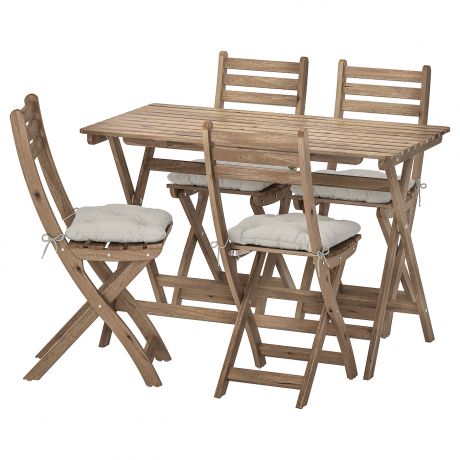 IKEA - АСКХОЛЬМЕН Стол+4 складных стула, д/сада