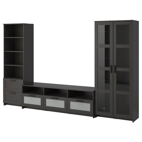 IKEA - БРИМНЭС Шкаф для ТВ, комбин/стеклян дверцы